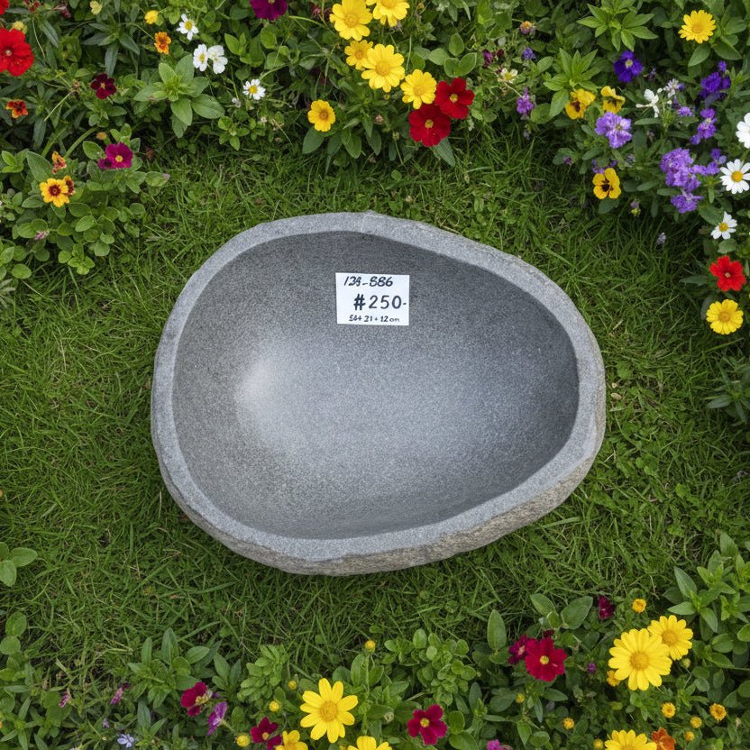 Stone Bird Bath 129 - BB6 VOLCANIC ROCK at World Of Decor NZ