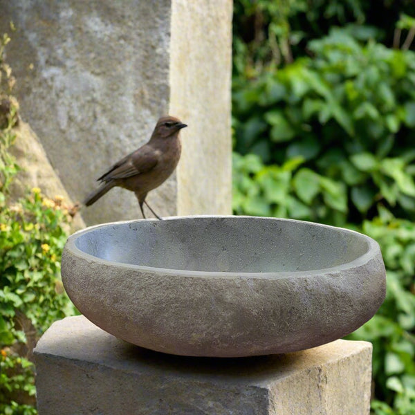 Stone Bird Bath - Bowl VOLCANIC ROCK at World Of Decor NZ