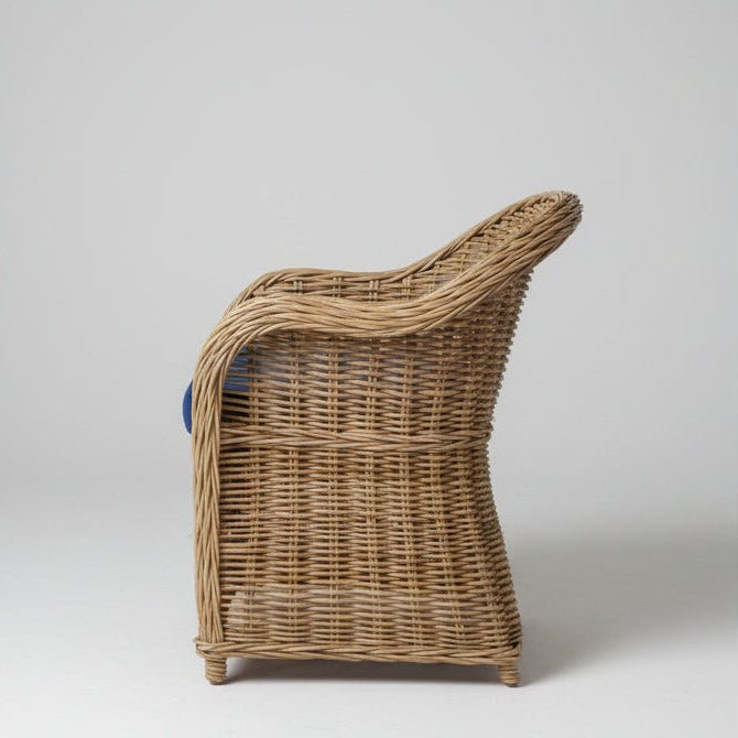 Surabaya Cane Chair With Blue Cushion RATTAN & CANE FURNITURE at World Of Decor NZ