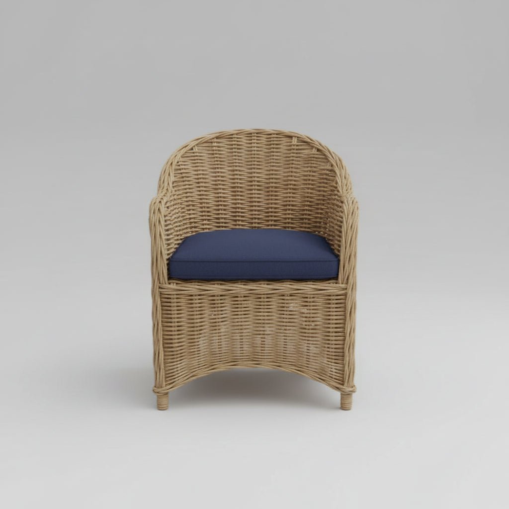 Surabaya Cane Chair With Blue Cushion RATTAN & CANE FURNITURE at World Of Decor NZ