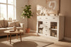 Teak Buffet 7 Drawers 2 Glass Doors - Whitewash BUFFET/SIDE BOARD at World Of Decor NZ
