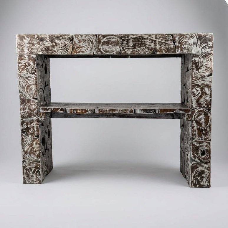Teak Slab Hall Table-Blackwash FURNITURE at World Of Decor NZ
