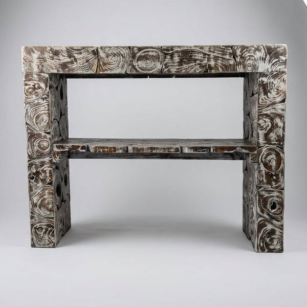 Teak Slab Hall Table-Blackwash FURNITURE at World Of Decor NZ