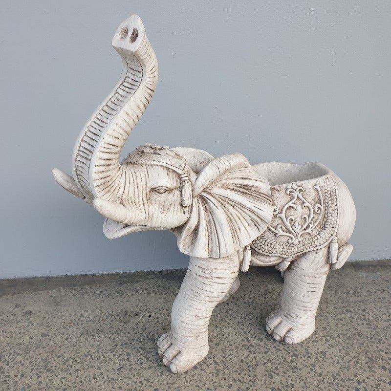 Trunk Up Elephant Statue Planter at World Of Decor NZ