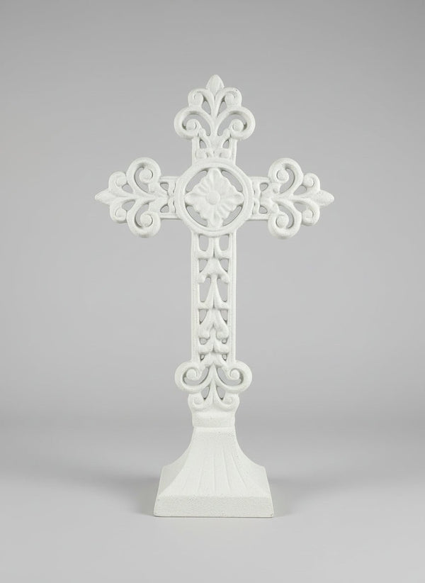 White Cross on Stand METAL/CAST IRON at World Of Decor NZ