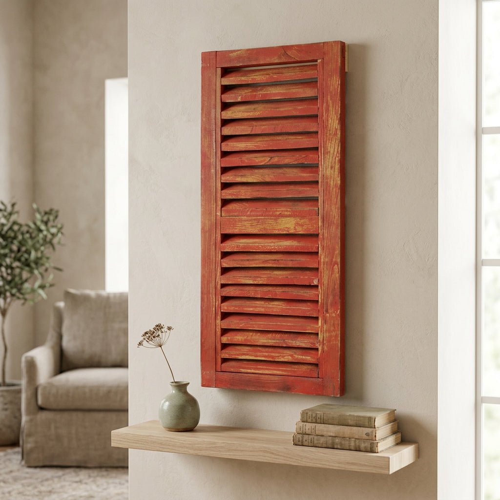 Window Shutter Slab (Large)-Red WALL DECOR at World Of Decor NZ