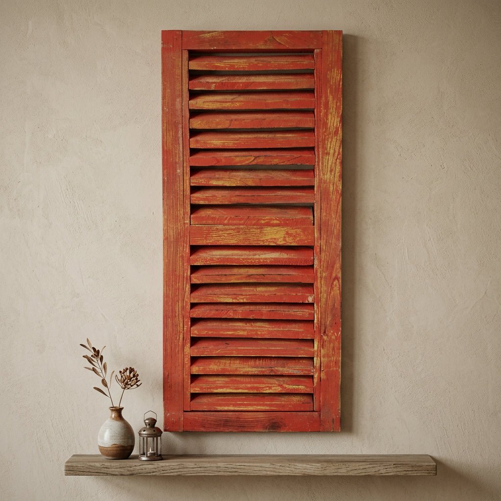 Window Shutter Slab - Red WALL DECOR at World Of Decor NZ