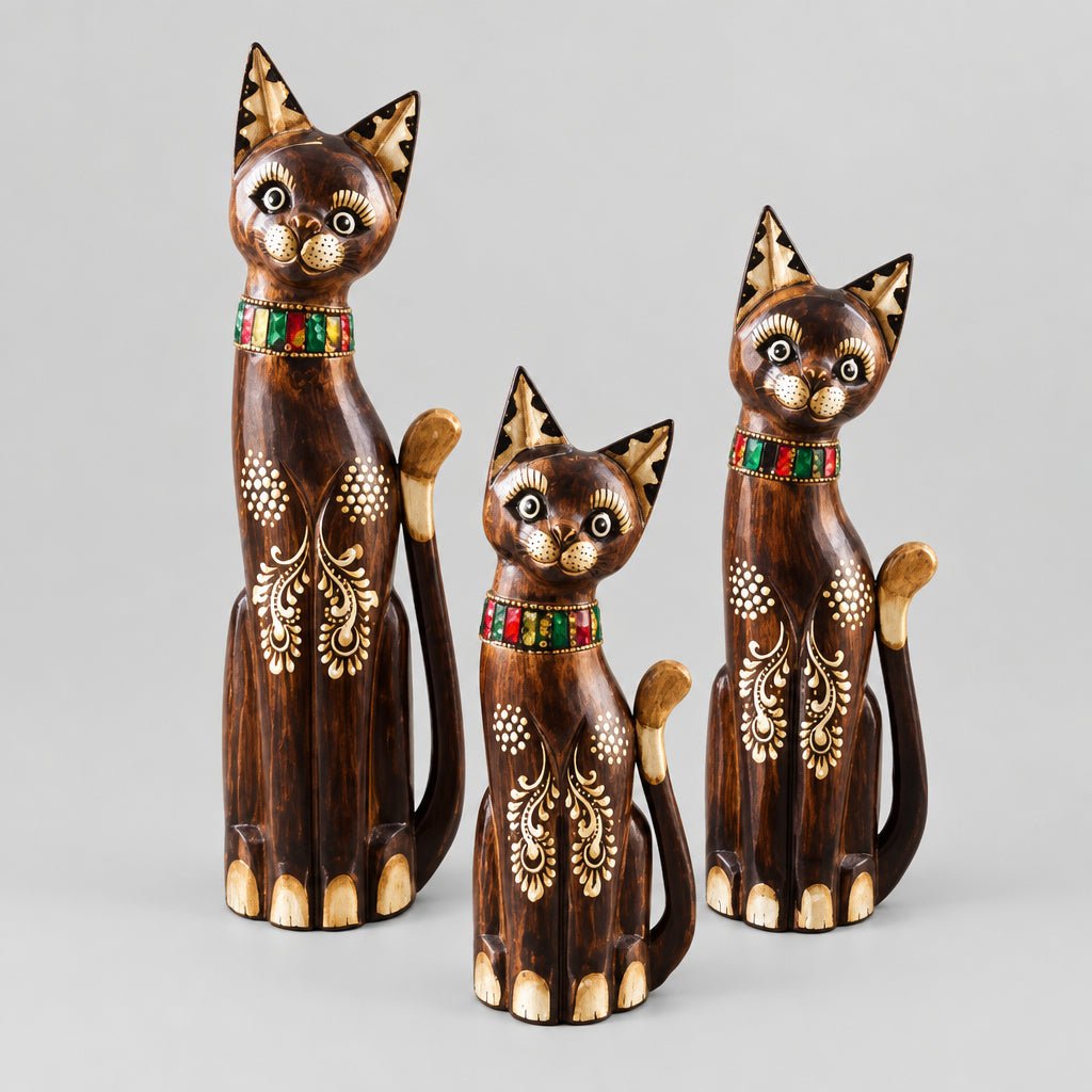 Wooden Cat with Mosaic 80cm SCULPTURE/ORNAMENT & ANIMAL at World Of Decor NZ