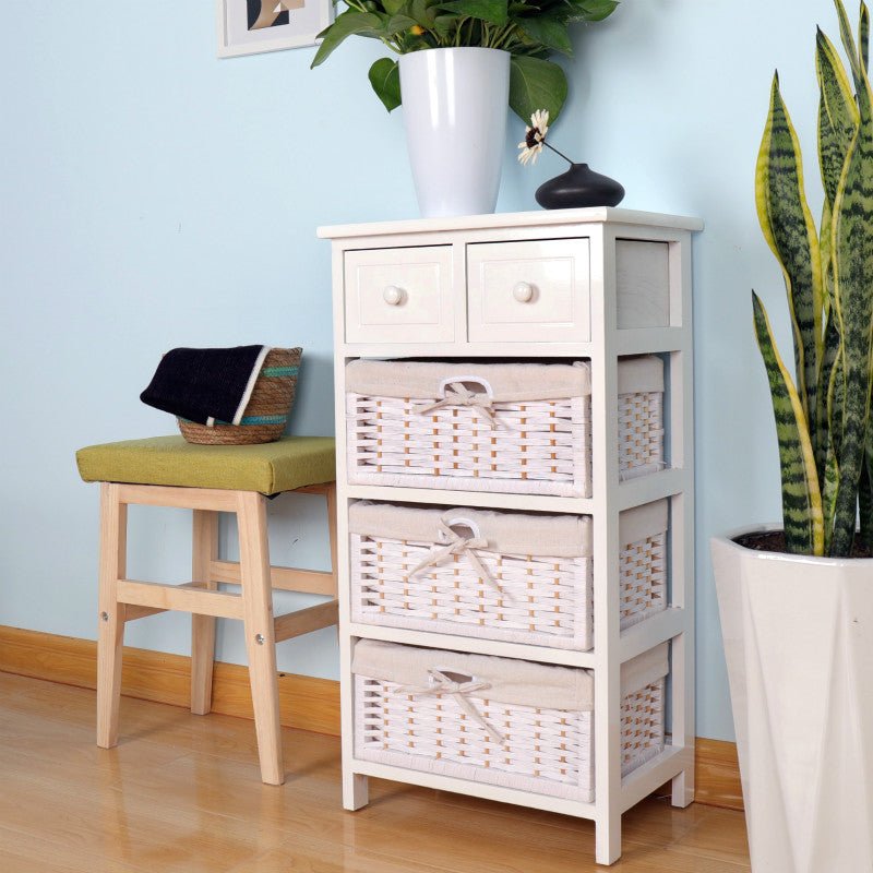 Wooden/Wicker 5 Drawer Stand Furniture at World Of Decor NZ