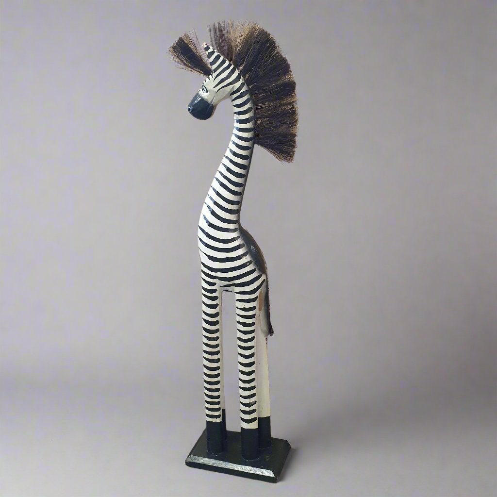 Zebra Wooden Statue 60cm SCULPTURE/ORNAMENT & ANIMAL at World Of Decor NZ