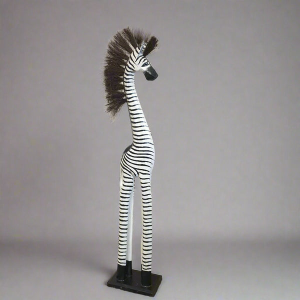 Zebra Wooden Statue 80cm SCULPTURE/ORNAMENT & ANIMAL at World Of Decor NZ