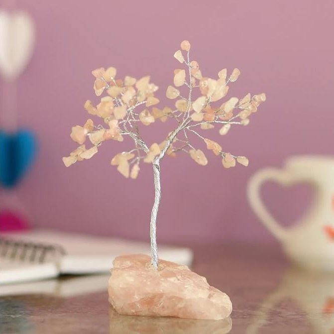 Gemstone Tree Rose Quartz Crystal & Rose Quartz Base CRYSTAL 1 at World Of Decor NZ