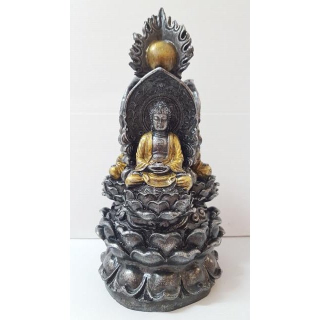 3 D Buddhas On Lotus - Silver Poly Resin Buddhas at World Of Decor NZ