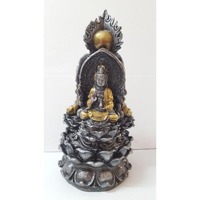 3 D Buddhas On Lotus - Silver Poly Resin Buddhas at World Of Decor NZ