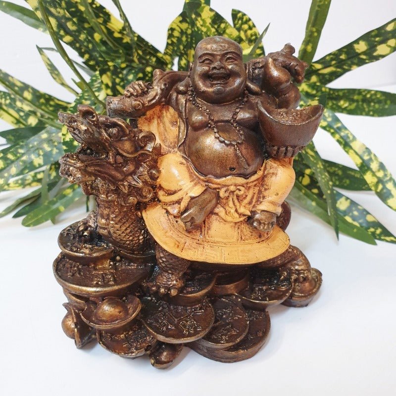 Wealth Happy Buddha With Dragon BUDDHA at World Of Decor NZ