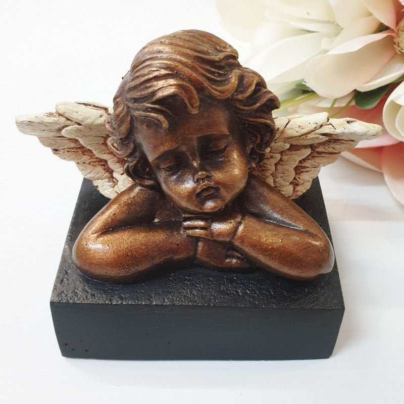 Cute Gold Angel Black Base 8CM Poly Resin Figurines & Animals at World Of Decor NZ