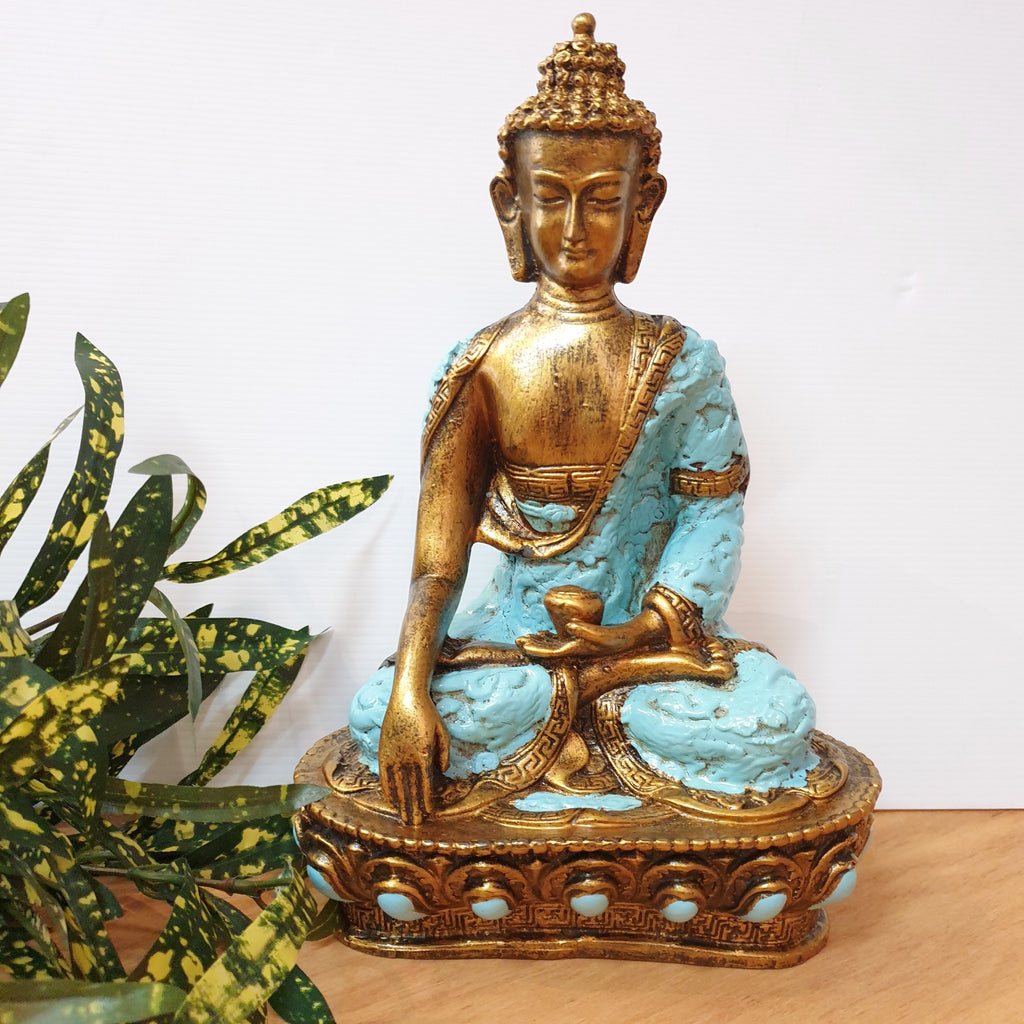Buddha Holding Bowl - Blackwash Poly Resin Buddhas at World Of Decor NZ