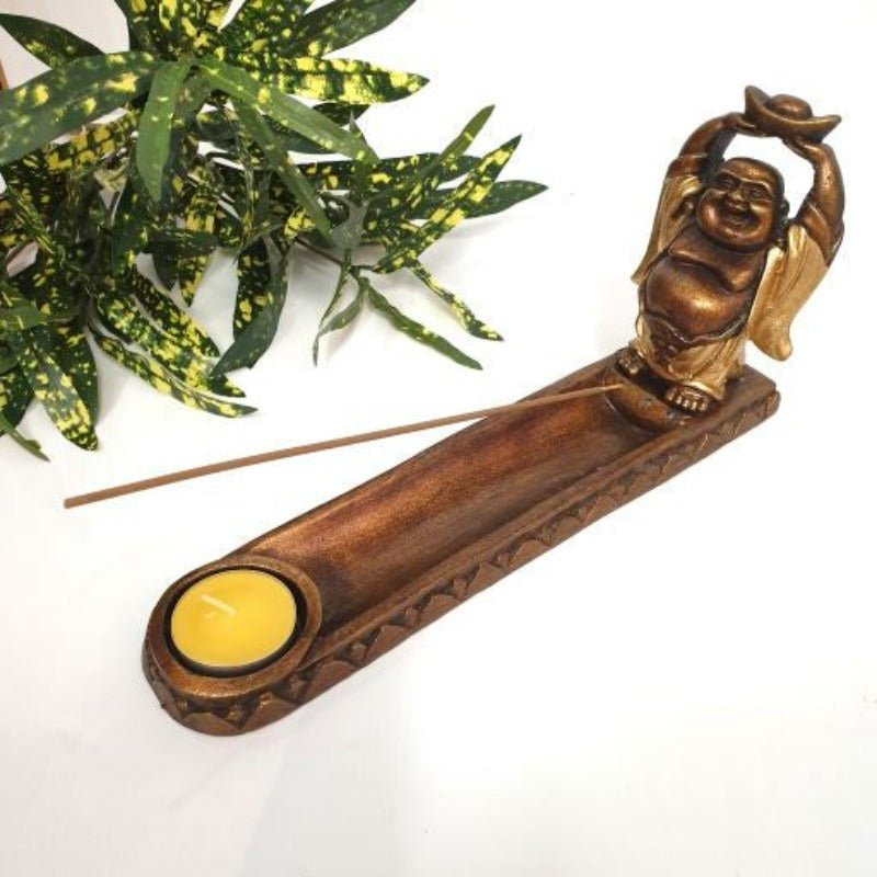 Happy Buddha Gold Ingot Incense & Candle Holder Candle,Tealight & Incense Holders at World Of Decor NZ
