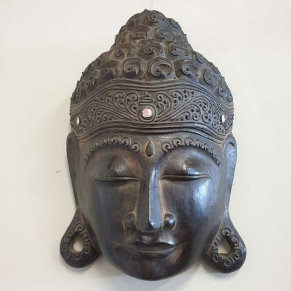 Buddha Face Head Mask Wall Hanging Decor 30cmH-Brown at World Of Decor NZ
