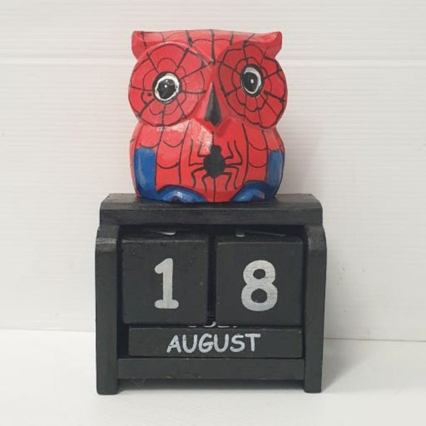 Owl Kids Wooden Perpetual Date Desk Calendar Blocks - Red at World Of Decor NZ