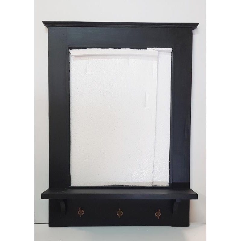 Wooden Mirror with Shelve - Black MIRRORS at World Of Decor NZ