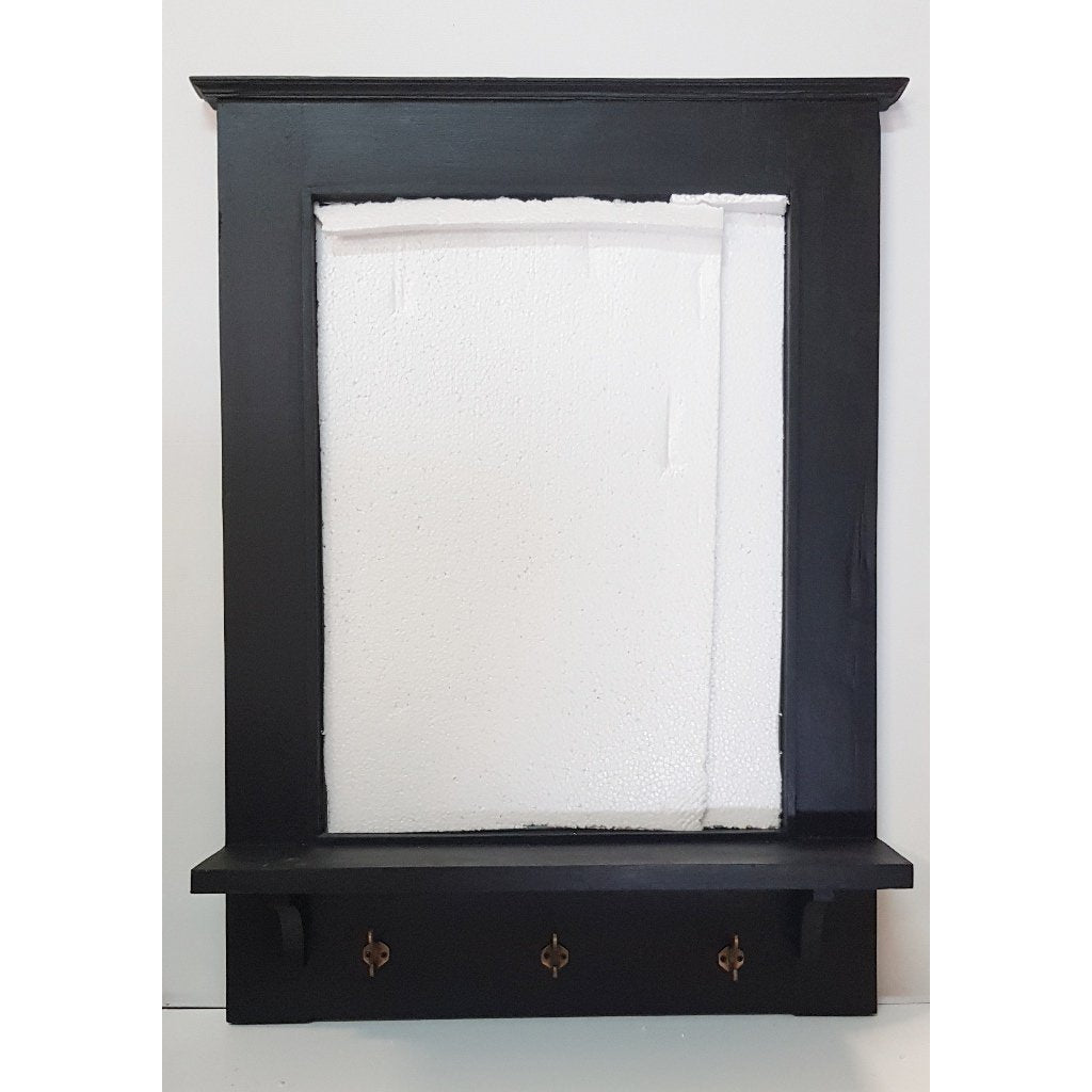 Wooden Mirror with Shelve - Black MIRRORS at World Of Decor NZ