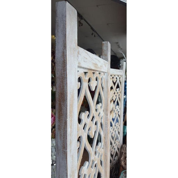 Wooden Screen Divider-Whitewash at World Of Decor NZ