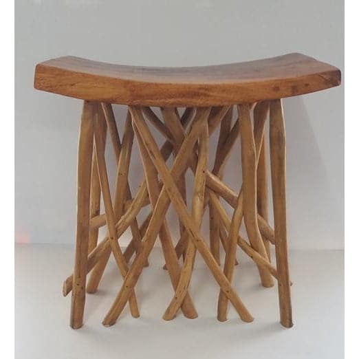 Teak Root Concave Stool-Natural at World Of Decor NZ