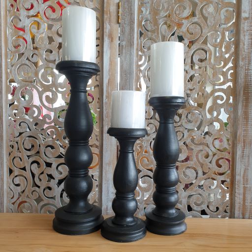 Ball Candle Holder Black-Large at World Of Decor NZ