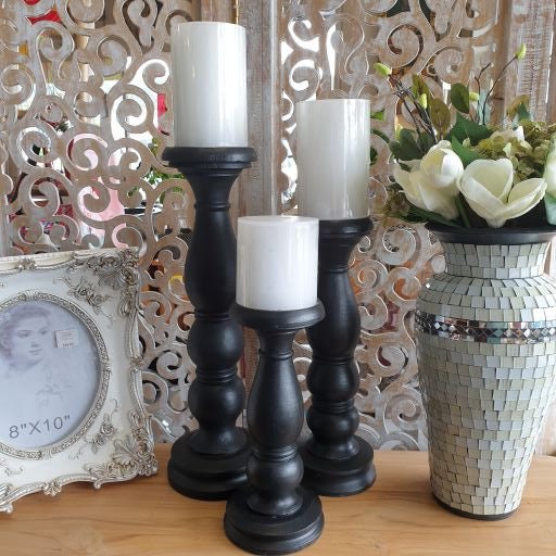 Ball Candle Holder Black-Large at World Of Decor NZ