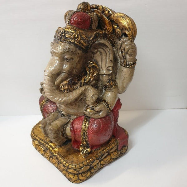 Ganesh with Base 40cm- Cream and Red at World Of Decor NZ