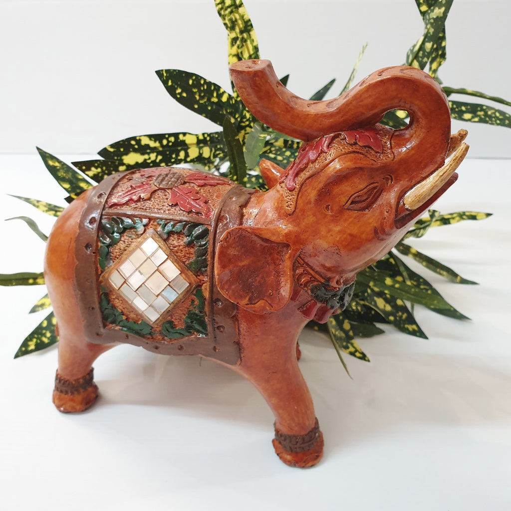 Feng Shui Elephant With Mirror Mosaics Poly Resin Figurines & Animals at World Of Decor NZ