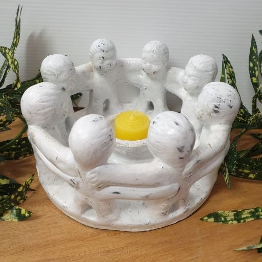Circle of 8 Friends Candle Holder - Whitewash Candle,Tealight & Incense Holders at World Of Decor NZ