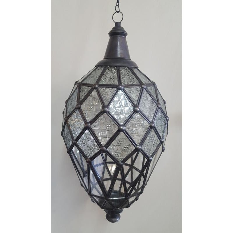 Moroccan Lamp Teadrop Frosted/Clear - Large MOROCCAN LAMP at World Of Decor NZ