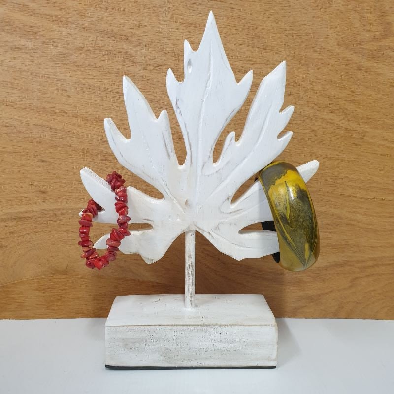 Leaf Bracelet Jewellery Holder - Whitewash Home Accessories at World Of Decor NZ