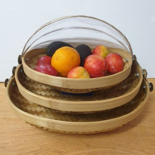 Food Cover Oval Bamboo Set of 3-Natural at World Of Decor NZ