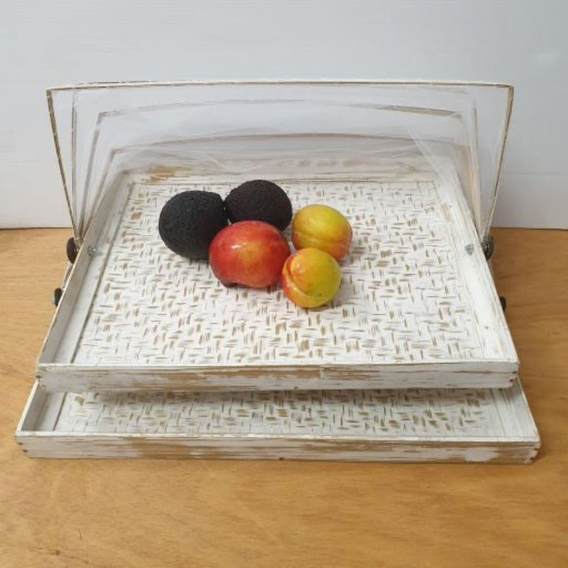 Food Cover Rectangular S/2 Whitewash Home Accessories at World Of Decor NZ