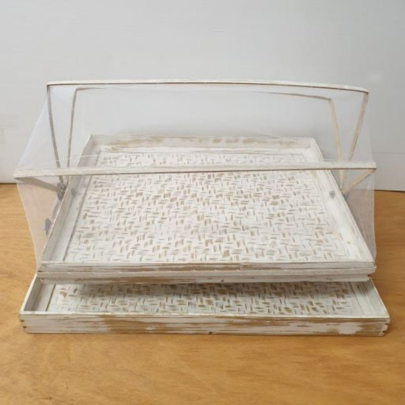 Food Cover Rectangular S/2 Whitewash Home Accessories at World Of Decor NZ