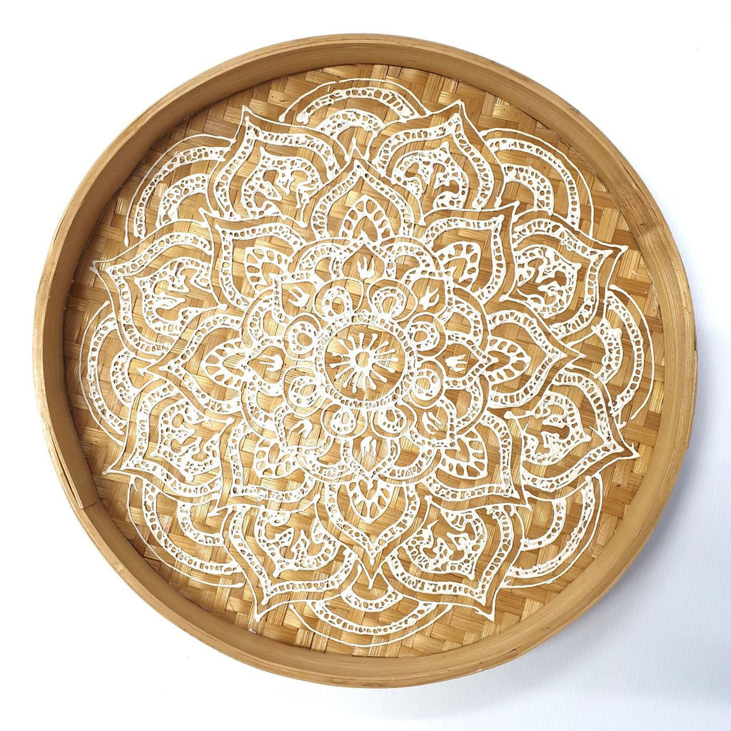Mandala White Tray Wall Art 24cm WALLHANGING at World Of Decor NZ