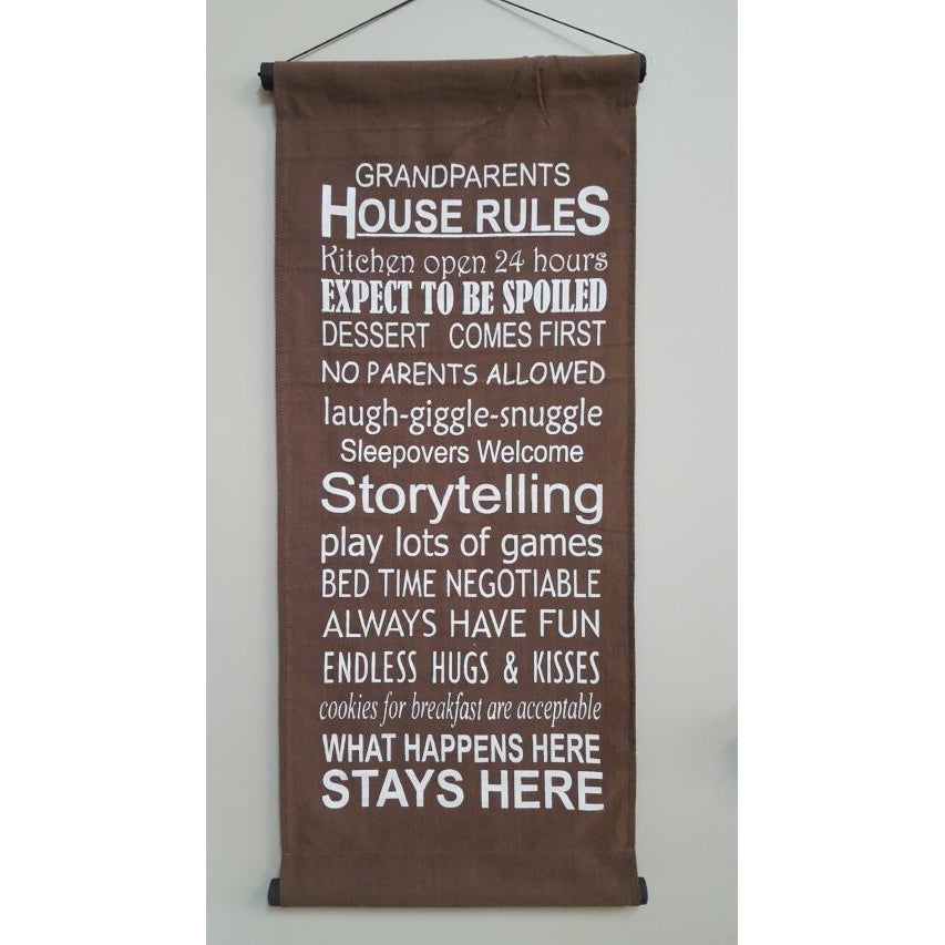 Hanging Affirmation House Rules - Mocca Wall Art, Affirmations & Hangings at World Of Decor NZ