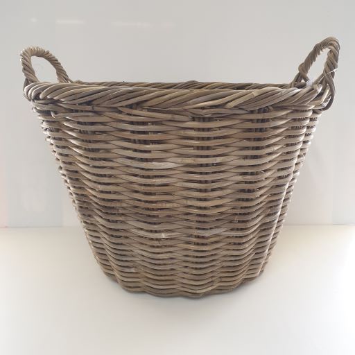Grey Washing/Wood Basket Round Cane & Rattan at World Of Decor NZ