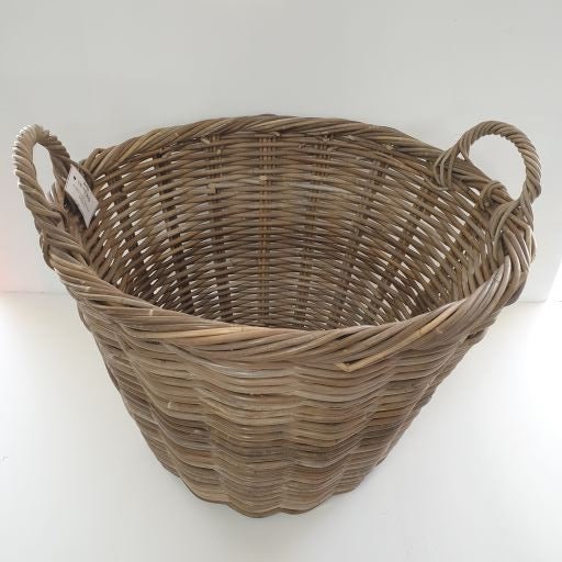 Grey Washing/Wood Basket Round Cane & Rattan at World Of Decor NZ