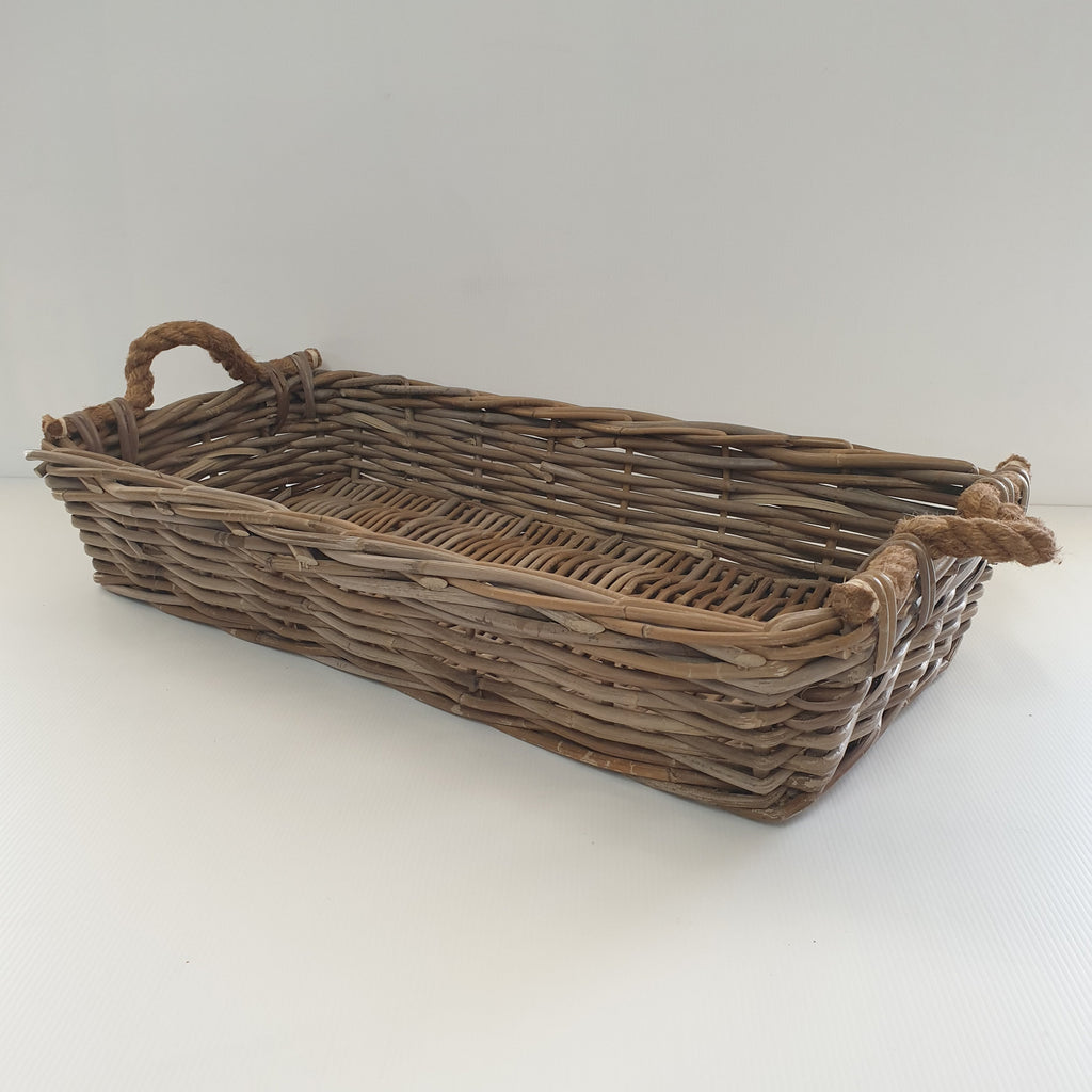 Kubu Robe Handle Rectangular Rattan Trays - Large Cane & Rattan at World Of Decor NZ