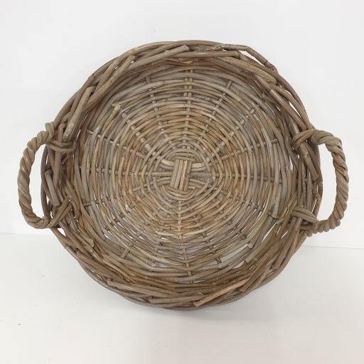 Round Cane Trays Grey Colour - Medium Cane & Rattan at World Of Decor NZ