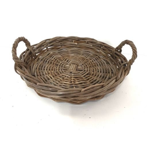 Round Cane Trays Grey Colour - Medium Cane & Rattan at World Of Decor NZ