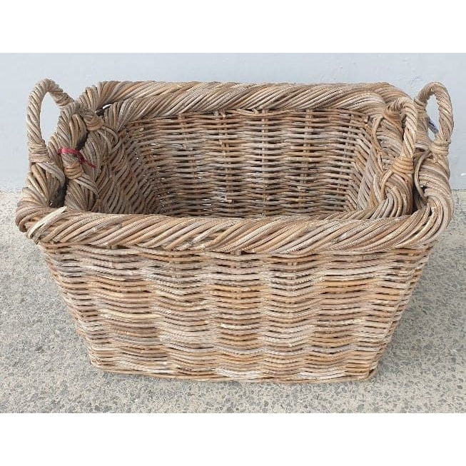 Rattan Round Top Rectangular Basket w Handle - Large BAG at World Of Decor NZ
