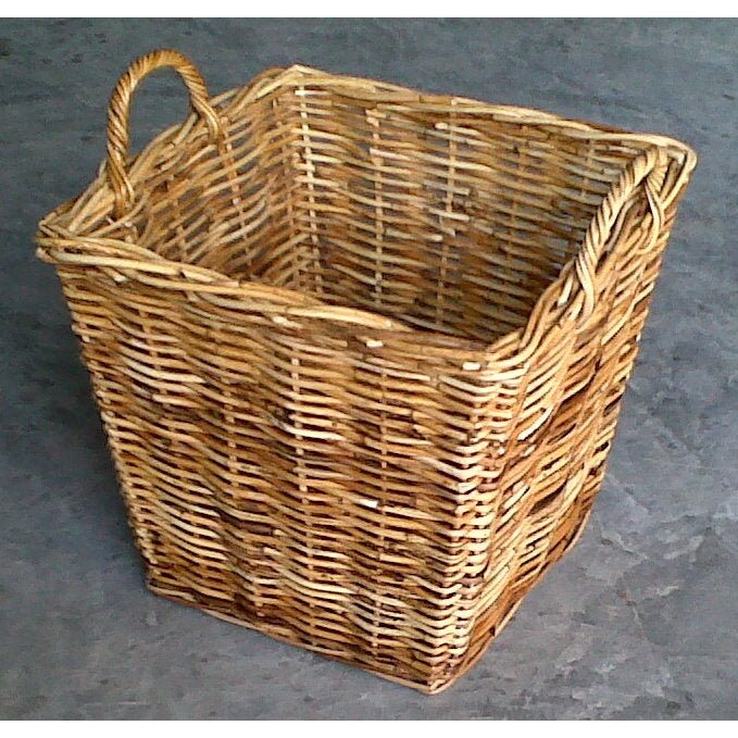 Rattan Square Wood Basket With Handle Cane & Rattan at World Of Decor NZ