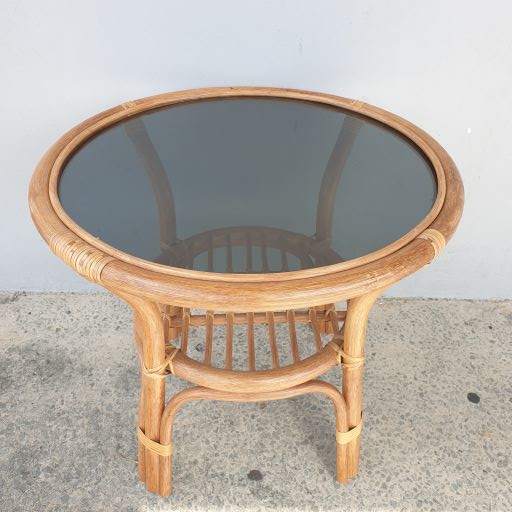 Venice Cane Table Natural Glass Top RATTAN & CANE FURNITURE at World Of Decor NZ