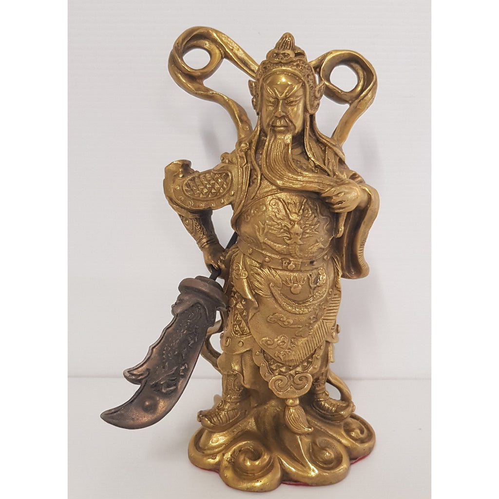 Brass Guan Gong/Kwan Kong with Dragon Sword FENG SHUI PRODUCTS at World Of Decor NZ