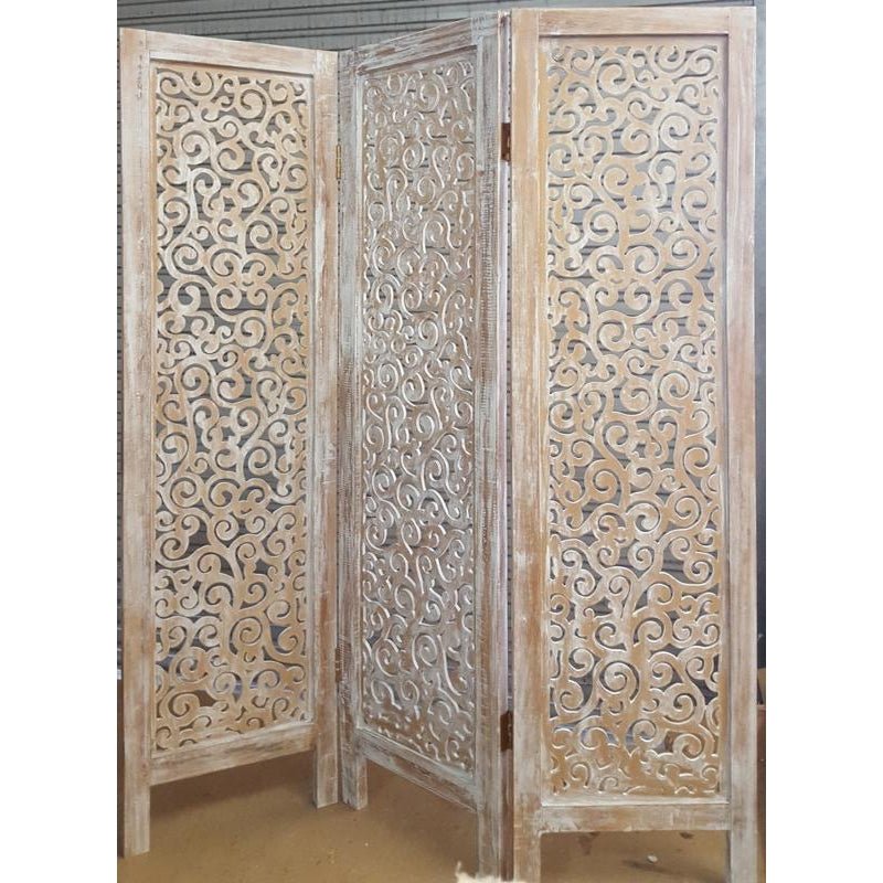 Wooden Screen Divider - Blackwash ROOM DIVIDER at World Of Decor NZ
